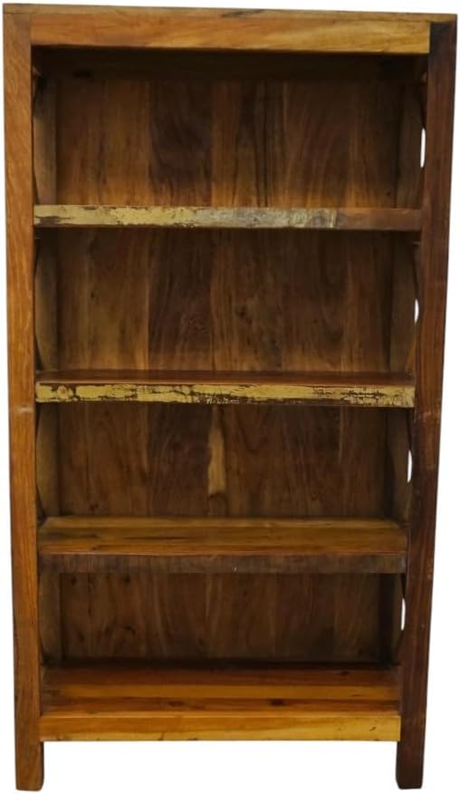Rustic Reclaimed Wood Bookshelf, Handcrafted Open Storage Display Shelf