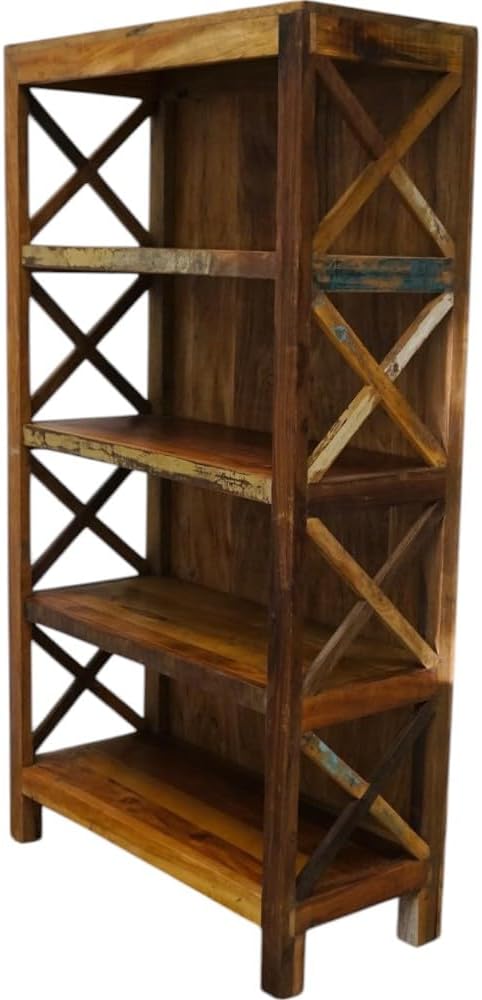 Rustic Reclaimed Wood Bookshelf, Handcrafted Open Storage Display Shelf