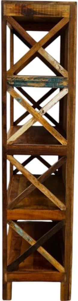 Rustic Reclaimed Wood Bookshelf, Handcrafted Open Storage Display Shelf