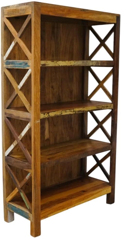 Rustic Reclaimed Wood Bookshelf, Handcrafted Open Storage Display Shelf