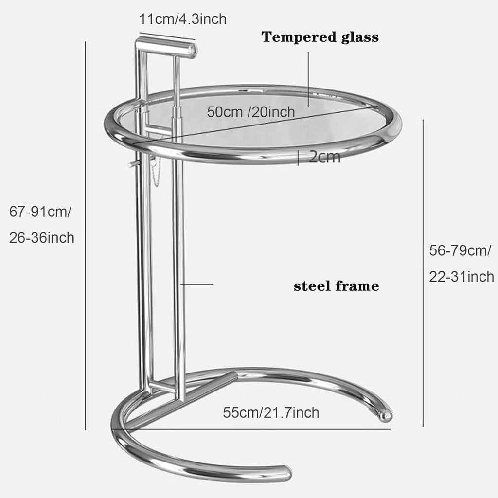 Height Adjustable C-Shaped Side Table – Modern Bedside Sofa Table