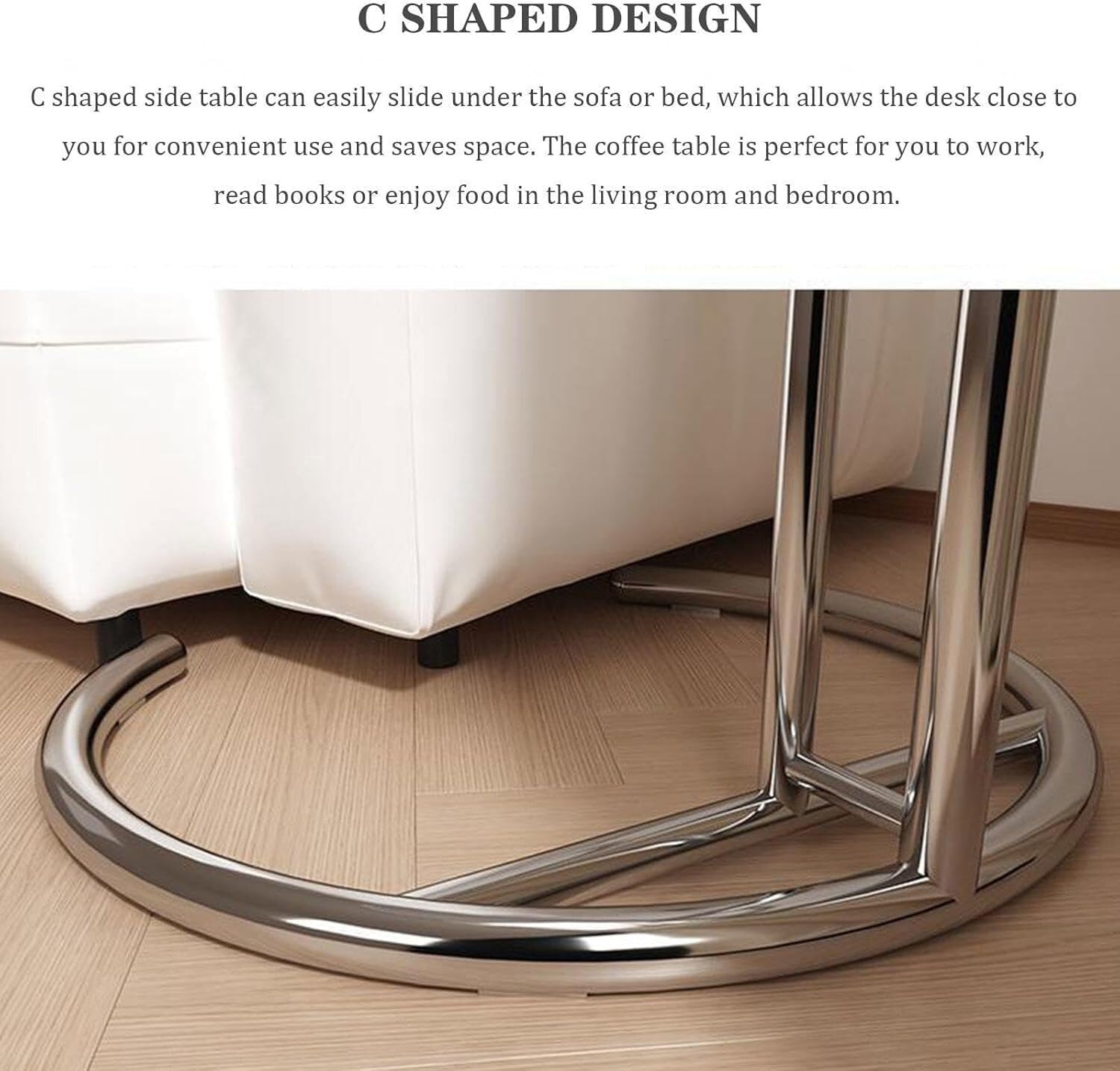 Height Adjustable C-Shaped Side Table – Modern Bedside Sofa Table
