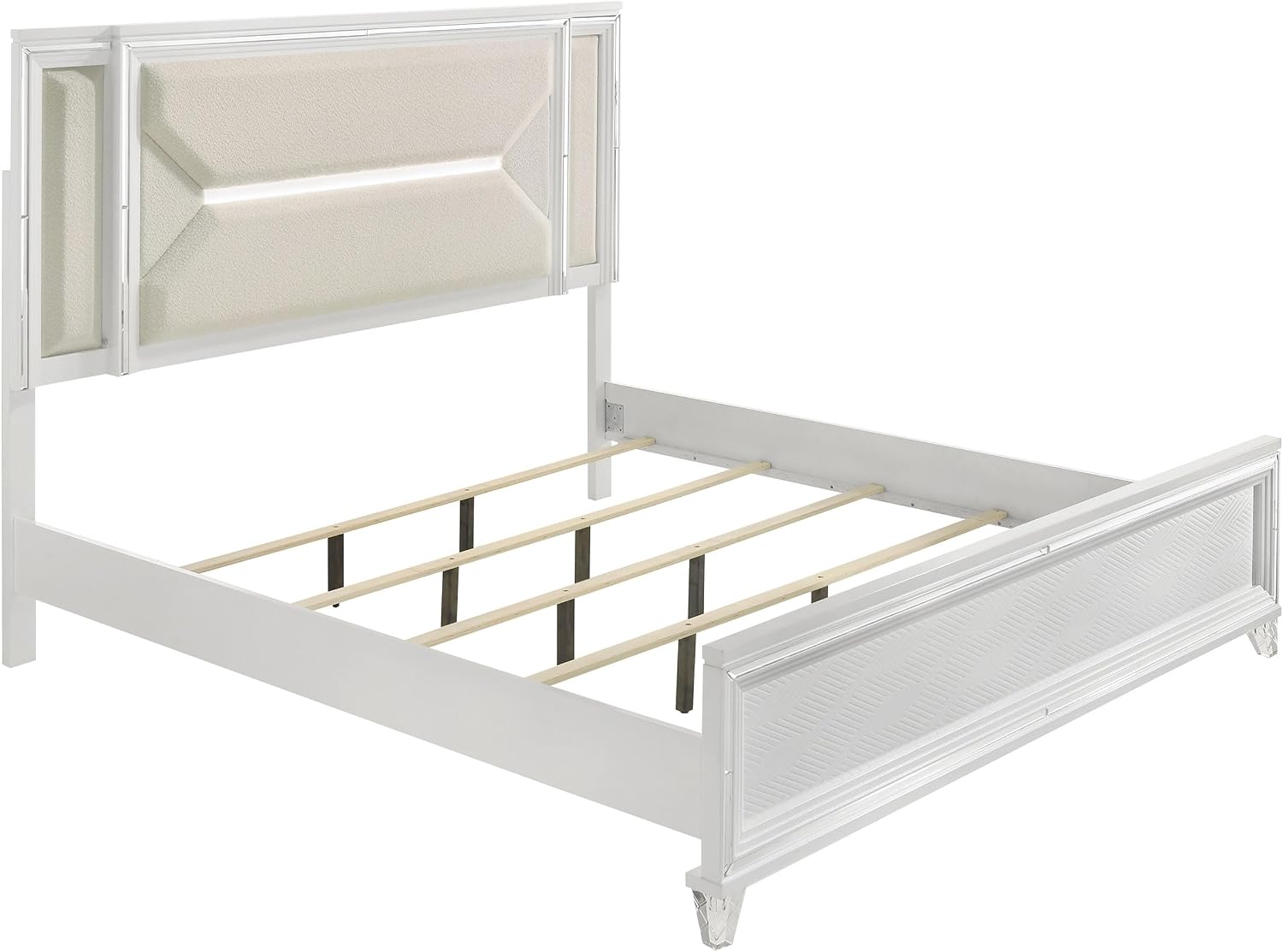 Modern Contemporary Upholstered Bed Frame with Headboard, Platform Support, Neutral Bedroom Furniture